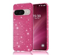 Eherui Coque avec paillettes pour Google Pixel 9 / Pixel 9 Pro, silicone TPU anti-traces de doigts, flexible, résistante aux chocs, aux rayures et aux chutes, couleur rose lilas