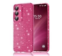 Eherui Coque de protection pour Samsung Galaxy A34 5G pailletée, en silicone TPU anti-traces de doigts, anti-chocs, fine anti-rayures et rose violet