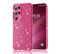 Eherui Coque de protection pour Samsung Galaxy S22 Ultra pailletée, en silicone TPU anti-traces de doigts, fine résistante aux chocs et aux rayures - Rose violet