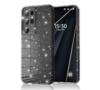 Eherui Coque de protection pour Samsung Galaxy S22 Ultra pailletée, en silicone TPU anti-traces de doigts, anti-chocs, fine et résistante aux rayures - Noir