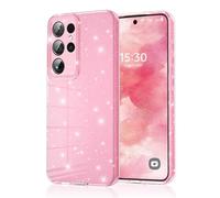 Eherui Coque de protection pour Samsung Galaxy S23 Ultra 5G pailletée, en silicone TPU, anti-traces de doigts, anti-chocs, fine anti-rayures et anti-chute, rose