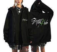 EHGEUYL Straykids Sweat à capuche zippé imprimé périphérique Harajuku, Noir 4, S