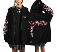 EHGEUYL Straykids Sweat à capuche zippé imprimé périphérique Harajuku, Noir 5, L