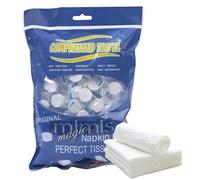 EHIOG 100 Pièces Compressées Serviettes, Compressées en Coton, Tissu Facile Carry, pour pcs Soins du Visage Maquillage de Voyage Sports