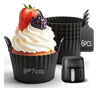 EHIOG 6 Pièces Moule œuf Air Fryer, 9x5 cm Ramequin Silicone Airfryer, Flexible et Réutilisable | Idéal pour Puddings, Cupcakes et Mini Quiches