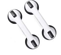 EHIOG Lot de 2 barres d'appui à ventouse, 30 CM Barres d'appui de Douche Forte Prise, accoudoirs de baignoire de salle de bain, pour Personnes Âgées,Handicapés,Enfants(Noir)