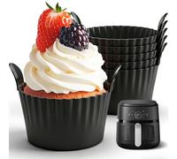 EHIOG Lot de 6 Moules à Œufs en Silicone pour Friteuse à Air | Flexible et Réutilisable | Idéal pour Oeufs, Cupcakes et Mini Quiches | Résiste de -40°C à 230°C