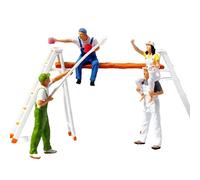 EHJRE 1/87 Figure Peintre Miniature Personnage Féminin et Masculin Poupée En Résine pour Modèle Train Chemin de Fer Micro Paysage Dioramas Collections Échel, avec porte-échelle