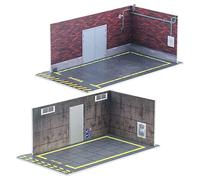 EHJRE 2 Pièces 1:24 Modèle de Voiture Parking Affichage Voiture Garage Scène Bricolage Collection Vitrine, Mur gris