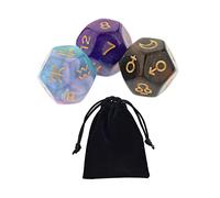 EHJRE 3x Dés Astrologiques à 12 Faces, Constellation, Jouets de Divertissement, Objets de Collection, Ensemble de Dés Polyédriques pour Jeux de Rôle, Jeux D, Style b