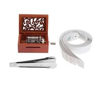 EHJRE Boîte à Musique En Bois à Manivelle, 15 Tons, Bricolage, avec Perforateur, Rubans En Papier