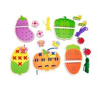 EHJRE Cartes à, Jeux de Laçage, Qui Développe L'imagination, Cadeau D'apprentissage éducatif pour Garçons et Filles, Cartes à Coudre, Légume