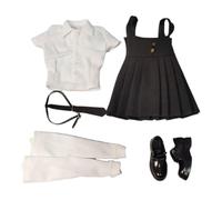 EHJRE Chemise et Robe 1/6, Accessoires de Déguisement, Tenue, Mode Cosplay, Vêtements de Poupée Rétro, Chaussettes Hautes pour Figurines Féminines 12', Noir et Blanc