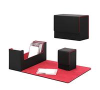 EHJRE Coffret de Cartes de Qualité Supérieure, Jeu de Cartes, Cartes de Collecte, Rangement de Cartes et Robuste, étui à Cartes Portable En Cuir PU, Noir rouge, Vis PSA BGS