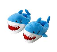 EHJRE Créatif Requin en Peluche Pantoufles Nouveauté Forme de Requin Drôle Décontracté Chaud Dessin Animé Chambre Adulte Unisexe Hommes, Bleu