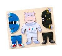 EHJRE Ensemble de Puzzle D'habillage En Bois, Tri et Correspondance, Apprentissage Préscolaire, Jouets En Forme D'animal pour Filles, Garçons, To, hippopotame