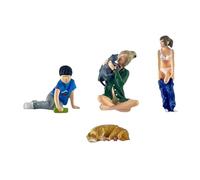 EHJRE Figurines de Personnages Diorama à l'échelle 1/64 Personnages de Rue Modèle Miniature Scène pour Enfants, 4 Pièces