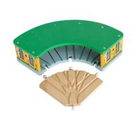 EHJRE Maison de Chemin de Fer En Bois avec Voie D'aiguillage à 5 Voies Comme Cadeau D'anniversaire pour