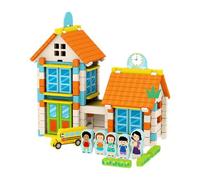 EHJRE Maison En Bois DIY Ensemble de Blocs de Construction Ingénierie Jouets éducatifs Architecture Blocs Kit de Construction pour, École