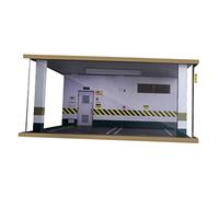 EHJRE Modèles de Paysage pour Voitures Miniatures, Vitrine de Voiture Moulée sous Pression, échelle 1:18, Double Parking En Bois Acrylique avec Lumières LED, Mur blanc