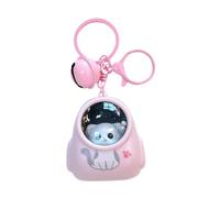 EHJRE Porte-clés, Sac à Dos Chat Astronaute Porte-Clés, Porte-Clés avec Lumière, Ornement pour Porte-Monnaie, Pendentif, Sac à Dos, Rose