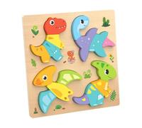 EHJRE Puzzles En Bois pour Bébé, Blocs En Bois, Interaction Parent-enfant avec 4 Motifs, Couleurs et Formes, Cognitif pour Bébés de 3 à 5 Ans, Dinosaure