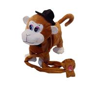 EHJRE Singe électrique Qui Marche pour Animaux de Compagnie, Faire Semblant de Jouer, Animal En Peluche Réaliste, Apprendre à Marcher pour Cadeau D'annivers, brun