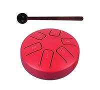 EHJRE Tambour à langue en acier Mini tambour à main 3,8 pouces 6 notes tambour à main pour débutant en éducation, Rouge