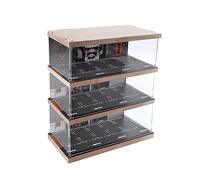 EHJRE Vitrine de modèle de véhicule 1/64, vitrine de Garage de voiture avec scène de Parking pour voiture en alliage, 3 couches
