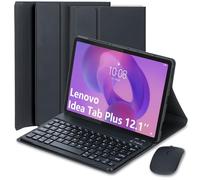 EHLCYS Coque Clavier pour Lenovo Idea Tab Plus 12,1 Pouces/Tab K12 2025 Modèle (TB361ZU/TB361FU), AZERTY Clavier Bluetooth Détachable, Étui De Protection Ultra-Fin Multi-Angles Et Souris,Noir