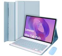 EHLCYS Coque Clavier pour Lenovo Idea Tab Plus 12,1 Pouces/Tab K12 2025 (TB361ZU/TB361FU), AZERTY Français Clavier Détachable Rétroéclairé 7 Couleurs, Coque Protection Ultra-Fine & Souris,Bleu
