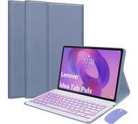 EHLCYS Coque Clavier pour Lenovo Idea Tab Plus 12,1 Pouces/Tab K12 2025 (TB361ZU/TB361FU), AZERTY Français Clavier Détachable Rétroéclairé 7 Couleurs, Coque Protection Ultra-Fine & Souris,Violet
