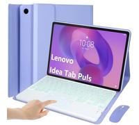 EHLCYS Coque Clavier pour Lenovo Idea Tab Plus 12,1''/ Tab K12 2025 (TB361ZU/TB361FU), AZERTY Clavier Détachable Pavé Tactile Rétroéclairé 7 Couleurs, Coque avec Souris Intégrée,Violet