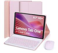 EHLCYS Coque Clavier pour Lenovo Tab One/Tab K9 8,7 Pouces 2025 (TB-305FU/TB-305XU), avec Souris, AZERTY Clavier Bluetooth Détachable Magnétiquement Et Coque Ultra-Fine Multi-Angles,Rose