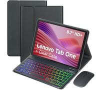 EHLCYS Coque Clavier pour Lenovo Tab One/Tab K9 8,7 Pouces 2025 (TB-305FU/TB-305XU), AZERTY Clavier Bluetooth Détachable Rétroéclairé 7 Couleurs, Étui Ultra-Fin en Cuir PU Et Souris