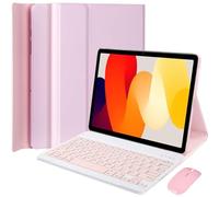 EHLCYS Coque Clavier pour Xiaomi Redmi Pad SE 11 Pouces 2025/2023, AZERTY Français Clavier Bluetooth sans Fil Magnétique Détachable, Étui Folio Ultra-Fin avec Souris,Rose