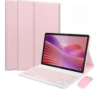 EHLCYS Étui avec Clavier pour Lenovo Tab 10,1 Pouces 2025 Version (TB-311FU/TB-311XU), Clavier Bluetooth sans Fil Magnétique Détachable, Étui Folio Multi-Angle Ultra-Mince avec Souris,Rose
