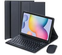EHLCYS Étui avec Clavier pour Samsung Galaxy Tab S6 Lite 10,4" 2024/2022/2020, Clavier Bluetooth Détachable Rétroéclairé 7 Couleurs, Étui Fin avec Support Magnétique avec Support pour Stylet S,Noir