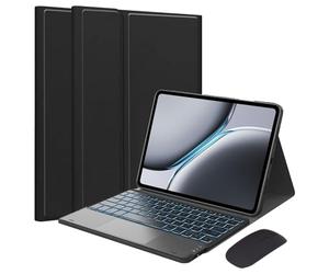 EHLCYS Étui avec Clavier PourOnePlus Pad Pro 12,1" / OnePlus Pad 2 12,1" 2024, Clavier Tactile Magnétique Amovible sans Fil Bluetooth Rétroéclairé 7 Couleurs Et Support Fin en PU avec Souris