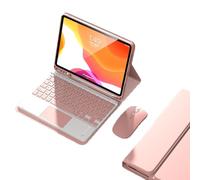 EHLCYS Étui avec Clavier Tactile pour Samsung Galaxy Tab S9 2023/S8 2022/S7 2020 11" / S9 FE 10,9" Tablette, Clavier Bluetooth sans Fil Amovible, Coque Arrière en TPU Souple Ultra Fine,Rose
