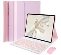 EHLCYS Étui Clavier pour Huawei Honor Pad 9 12,1 Pouces Tablette, Clavier Bluetooth sans Fil Magnétique Détachable, Étui Folio Ultra-Fin en PU avec Souris,Rose