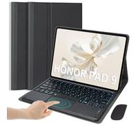 EHLCYS Étui Clavier pour Huawei Honor Pad 9 12,1 Pouces Tablette, Pavé Tactile Rétroéclairé 7 Couleurs Détachable, Clavier Bluetooth sans Fil, Étui Multi-Angles Ultra-Fin avec Souris,Noir