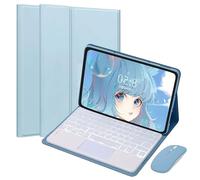 EHLCYS Étui pour Clavier Touchpad pour Xiaomi Redmi Pad SE 11 Pouces 2023, Clavier Bluetooth sans Fil Amovible Rétroéclairé 7 Couleurs, Coque Arrière en TPU Ultra Fine avec Souris,Bleu