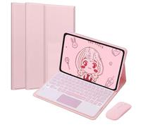 EHLCYS Étui pour Clavier Touchpad pour Xiaomi Redmi Pad SE 11 Pouces 2023, Clavier Bluetooth sans Fil Amovible Rétroéclairé 7 Couleurs, Coque Arrière en TPU Ultra Fine avec Souris,Rose