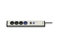 Ehmann 0616x0a048001 Bloc multiprise Master/Slave en aluminium, professionnel, 4 prises + 1 USB, seuil de commutation réglable 7-100 W