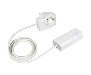 EHMANN 2160x0709 09 Variateur à fil T21.07 blanc avec fiche intermédiaire, Plug & Play, coupure de phase, 230 V, 50 Hz, puissance : LED 3-35 W, 7-110 W/VA