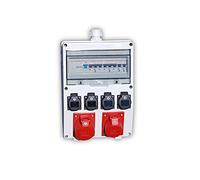 EHMANN Distributeur mural professionnel, entrée M32 pour câble, avec FI et disjoncteurs, fabriqué en Allemagne, 6 sorties (1 x CEE 32 A / 1 x CEE 16 A / 4 x 230 V~), K2, BGI-GUV-I608