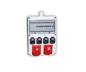 EHMANN Distributeur mural professionnel, entrée M32 pour câble, avec FI et disjoncteurs, fabriqué en Allemagne, 6 sorties (1 x CEE 32 A / 1 x CEE 16 A / 4 x 230 V~), K2, BGI-GUV-I608