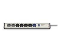 EHMANN Master/Slave PRO 0615x00078001 Multiprise en aluminium, 5 + 2 prises (1 master, 4 esclaves, 2 permanents), seuil de commutation réglable 7-100 W, protection contre les surtensions, câble