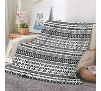 EHOMERY Couverture One Piece Couverture XL Epaisse Douce Chaude Couverture Japonaise Couvertures Et Plaids Coton Texture Géométrique Couverture De Camping Noir Et Blanc 150x130cm